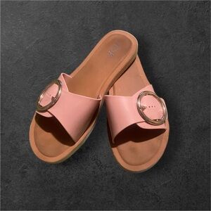 Pink Slide Sandals with Buckle